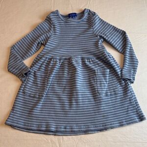 Maison Me Kids Blue White Striped Stretch Ribbed Knit Casual Dress 3Y